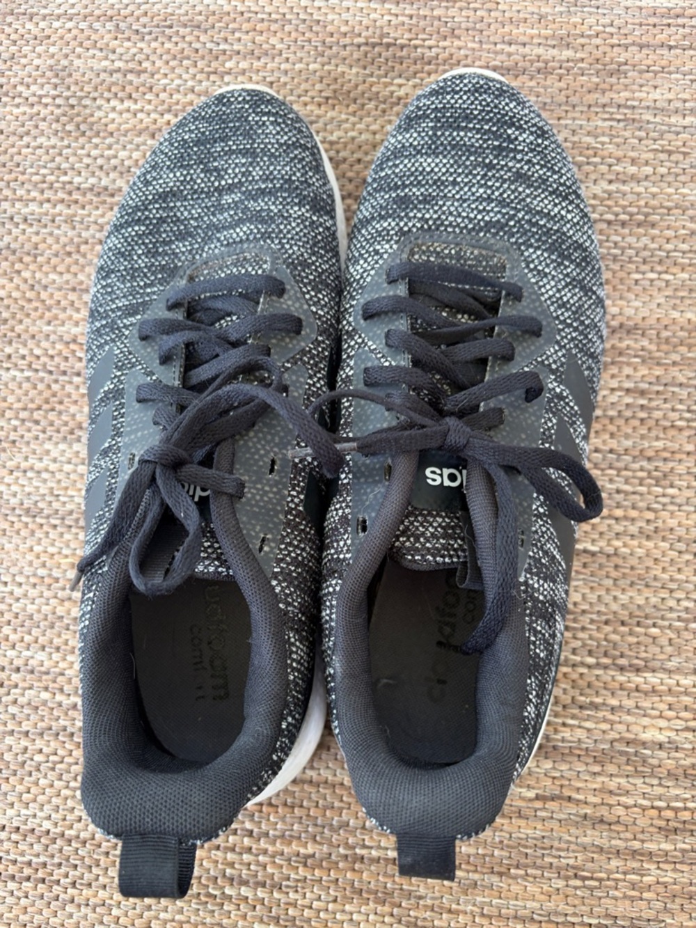 Adidas Men's Black and White Knit Running Shoes